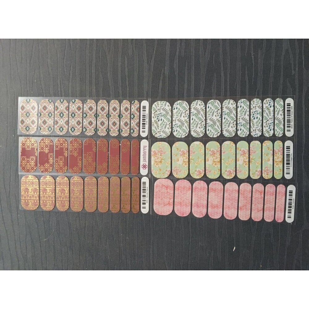 Jamberry Half Sheet Lot Set Sorbet Vintage Sedona Marsala Fields Green +BONUS